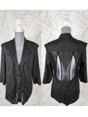 Factory Erik Hart Black Mesh Inset Open Back Unstructured Jacket